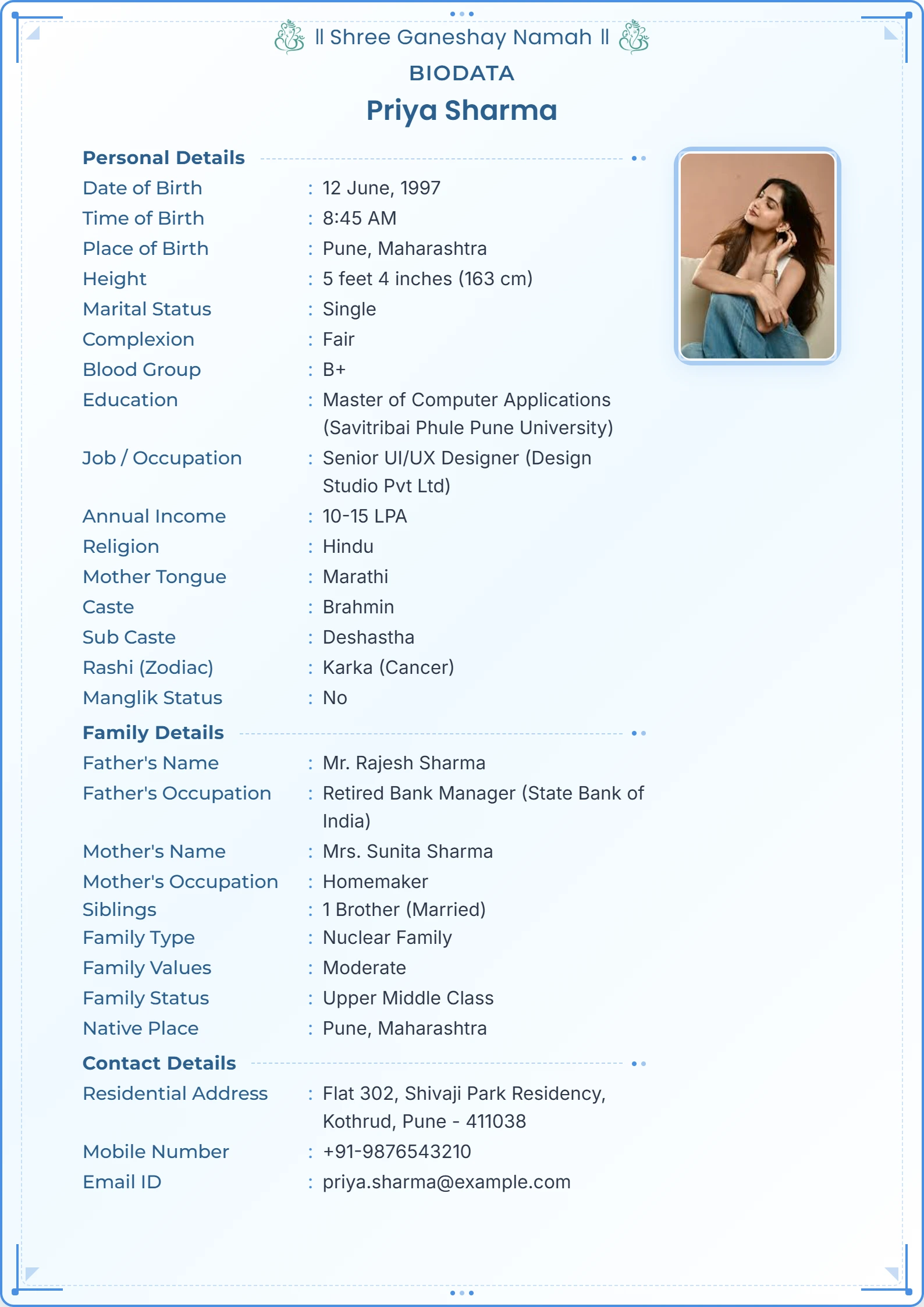 Wedding biodata template sample 9